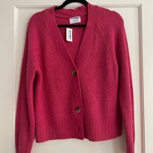 Old Navy Pink Cardigan Sweater V-Neck Ribbed Knit